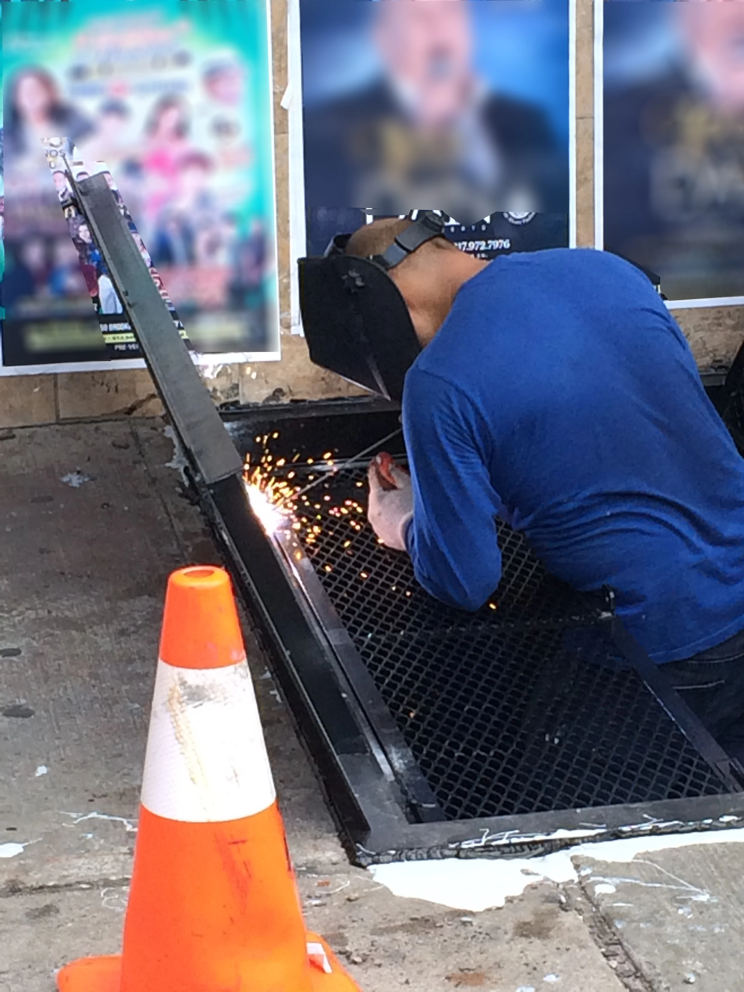 Welding sidewalk cellar door
